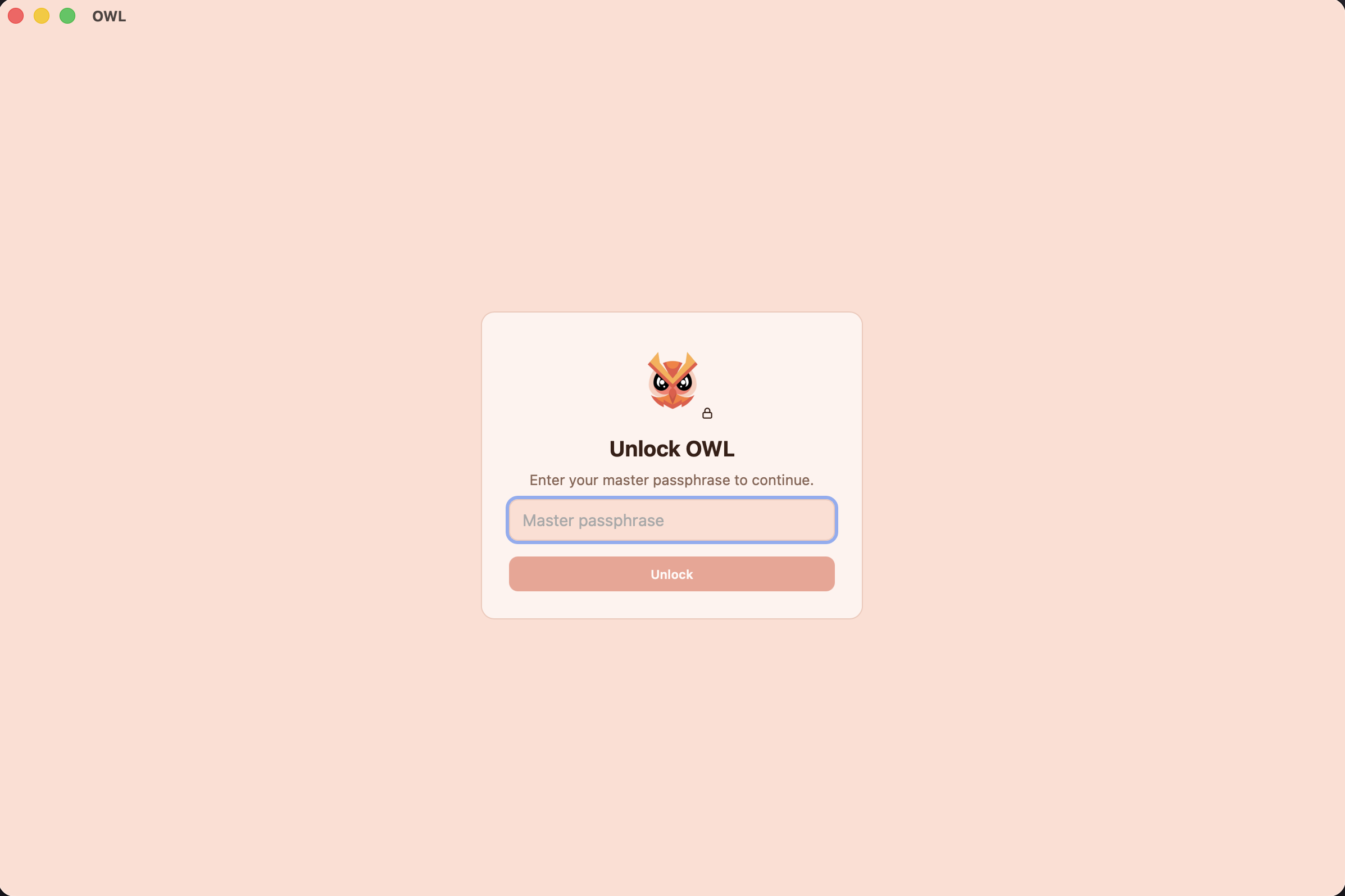 Login screen